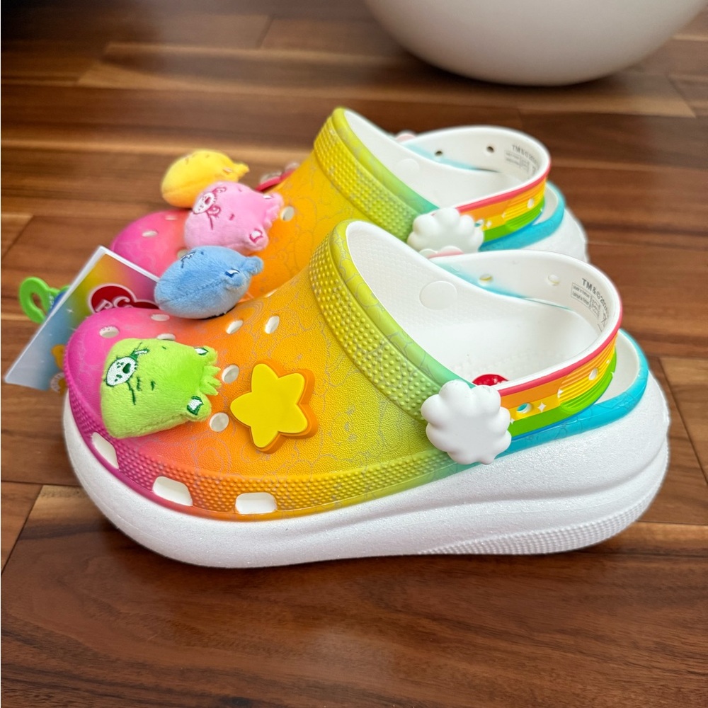 NWT Crocs x Care Bear Crush Light On Shoes W 6 M 4 White Rainbow - Picture 8 of 9